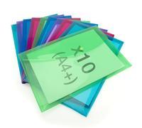 Rapesco 1825 ECO Pochette à Bouton Pression Recy 4+, Couleurs Vives Transparentes Assorties, Lot de 10