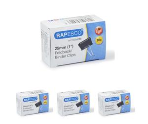Rapesco FBC250B1 Pinces à Double Clip 25 mm, Noir, Lot de 40