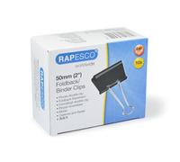 Rapesco FBC500B1 Pinces à Double Clip 50 mm, Noir, Lot de 10