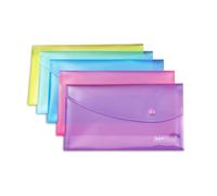 Pqt de 5 Pochettes Porte-Document Transparent à Pression Couleurs Vives A5 G