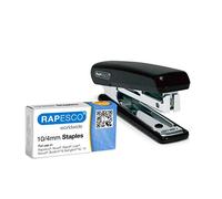 Rapesco PSE000AS Agrafeuse de Poche avec 1000 Agrafes de Type 10/4 mm, Capacité de 12 Feuilles, Couleurs Assorties Aléatoires