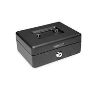 Rapesco Caisse à monnaie en métal SB0006B1 – Serrure, 3 clés, plateau amovible – 15 cm – Noir