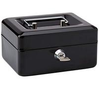 Rapesco SB0006B1 Caisse à Monnaie en Métal avec Serrure, 3 Clés et Plateau Amovible, Taille 15 cm, Noir