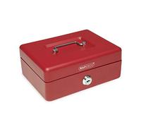 Rapesco SB0008R1 Caisse à Monnaie en Métal avec Serrure, 3 Clés et Plateau Amovible, Taille 20 cm, Rouge
