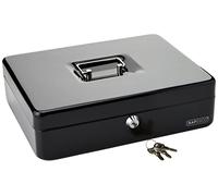 Rapesco SB0012B1 Caisse à Monnaie en Métal avec Serrure, 3 Clés et Plateau Amovible, Taille 30 cm, Noir