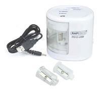 Rapesco Taille-crayon électrique 1448 PS12-USB – USB ou batterie (non incluse) – Blanc