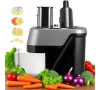 Rapeuse Legume Electrique4 en 1, Coupe Légumes à Double Alimentation, Robot Coupe Legumes Multifonctionnel pour Oignons, Pommes De Terre, Choux avec 4 Lames