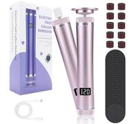 Rapeuse Pieds Electrique,12 vitesses 2 in 1 Electrique Lime pour Les Pieds avec affichage 60 Tampons de Remplacement et 10 Anneau de Gommage Ongle pour Peaux Mortes Dures,Soins des Pieds, rose