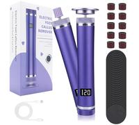 Rapeuse Pieds Electrique,12 vitesses 2 in 1 Electrique Lime pour Les Pieds avec affichage 60 Tampons de Remplacement et 10 Anneau de Gommage Ongle pour Peaux Mortes Dures,Soins des Pieds, Violet