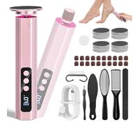 Rapeuse Pieds Electrique,14 en 1 Kit de Ponceuse Pieds et Lime Ongles,9 Vitessesavec,Ponceuse Pied Rechargeable 2000 mAh avec 40 feuilles et 20 Cercle de sable,Pour Pédicure, Callosités (Rose)