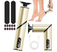 Rapeuse Pieds Électrique 2-en-1 Pliable | Kit Pédicure Professionnel pour Callosités & Ponceuse à Ongles | 30 Accessoires, Autonomie 8H, Sans Fil | Soin des Pieds à Domicile(Or champagne)