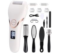 Rapeuse Pieds Electrique IPX7, Réglable à 2 Vitesses et Ensemble de Kit de10 limes à pied,Rapeuse Pieds Rape Pied Electrique avec 3 Rouleaux,pour Peau Dure Peau Morte Soin Callosité Gommages Pieds