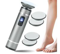 Rapeuse Pieds Électrique Puissante 360° Sans Angle Mort - Ponceuse Pieds Electrique Rechargeable avec 4 Têtes, Râpe Électrique Pieds pour Soin Anti-Callosités, Femmes et Hommes (Gris argenté)