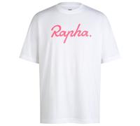 Rapha - Cotton T-Shirt Large Logo - T-shirt - L - white / high-vis pink