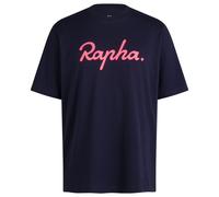 Rapha - Cotton T-Shirt Large Logo - T-shirt - XXL - dark navy / high-vis pink