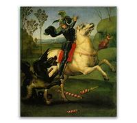 Raphael Peinture à l'huile.célèbres Tableau sur toile.Reproductions Impression sur toile,Oeuvre affiches.Tableau d'art mural en toile(Saint-Georges et le Dragon)50x60cm(20x24in)sans cadre