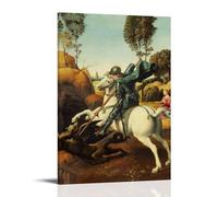 Raphael - Saint George et le Dragon Classique Masterpiece Poster Art Peinture sur toile Décoration murale Photo Décoration d'intérieur moderne 50 x 75 cm