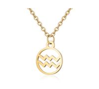 RAPHAEL SPERDIN Collier Astro en acier inoxydable doré | Bijoux signes astrologiques mixtes signe du zodiaque collier astrologique porte bonheur (VERSEAU)