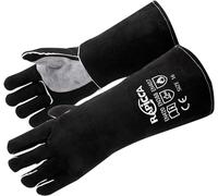 RAPICCA Gants cheminée en cuir résistant à la chaleur, 14 pouces, noir | Pour poêle à bois, feu de camp, barbecue, four, charbon, fonte, soudage MIG et à l'arc, forge, glace carbonique