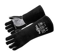 RAPICCA Gants de soudure MIG en cuir résistant à la chaleur, 16 pouces noir | Pour soudage à l'arc et fil fourré, soudeurs, forgerons, forge, cheminée, brasero, poêle à bois, fonte et glace carbonique