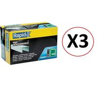RAPID 11908111 Lot de 3 boites d'agrafes galvanisés n° 140/08 mm - 5000 pièces