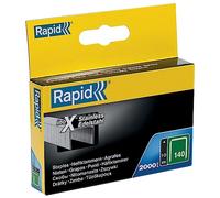 Rapid Agrafes en acier inoxydable fil plat n°140 — 10 mm, pointes biseautées, blister 2000, gris