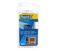 RAPID 40109551, Agrafes en fil plat N°970, Longueur 10 mm, 896 Pièces, Pour les outils Black&Decker, Fil galvanisé Gris