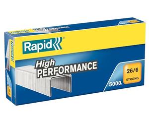 Rapid, 5000 Agrafes 26/6 Solides, 30 feuilles, Acier galvanisé, SuperStrong | Boîte de 5000 agrafes 26/6 SuperStrong, capacité 30 feuilles, acier galvanisé haute résistance, qualité professionnelle.