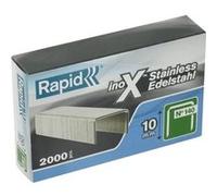 Rapid Agrafes en acier inoxydable fil plat n°140 — 10 mm, pointes biseautées, blister 2000, gris