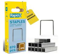 Rapid Agrafes en fil plat N°970 – 12 mm, 670 pièces – Pour outils Black&Decker, galvanisé gris
