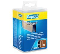 Rapid - Agrafes pour Bois, N°90 à Couronne Étroite, Longueur de Pattes 40 mm, pour Pistolets Agrafeurs, Acier Galvanisé, Lot de 1500, Emballage Boîte en Plastique (5000127), Gris