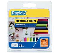 Rapid Bâtons de colle 7 mm Couleurs, Ø7 x 90 mm, couleurs: Cerise, jaune, vert clair, vert foncé, bleu pétrole, 115g, conditionné en blister