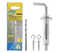 RAPID - Chevilles à Expansion en Métal pour Cloison en Plâtre de 3 à 13 mm, Lot de 12 Vis Crochet Mural, Charge Maximale 25 kg, Chevilles pour Plâtre & Aggloméré (5001556)