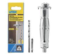 RAPID - Chevilles à Expansion en Métal pour Cloison en Plâtre de 6 à 21 mm, Lot de 10 Chevilles, Charge Maximale 50 kg, Chevilles pour Plâtre & Aggloméré (5001553)