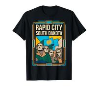 Rapid City Drapeau du Dakota du Sud Mount Rushmore Presidents Art T-Shirt