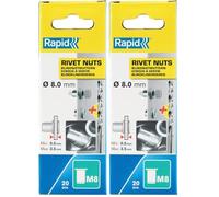Rapid - Écrous à Sertir M8 en Acier - 20pcs avec Foret (Lot de 2)