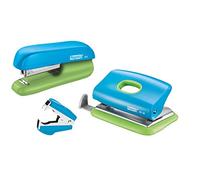 Rapid Funky Agrafeuse Manuelle Set scolaire complet agrafeuse + perforateur + ôte-agrafes Bleu/Vert Lot de 1
