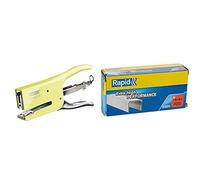 Rapid K1 Retro Stapler Pliers for 26/6 and 26/8 mm Staples, Capacity 50 Sheets, Metal, Mellow Yellow, 5000499 & Rapid SuperStrong Staples 26/8+ x5000 24862200