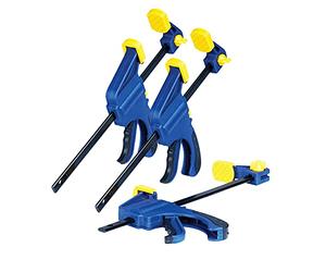 Rapid - Lot de 3 mini Serre-joints - Pour serrage ferme lors du Bricolage | Serrage jusqu'à 100mm - Poignée souple - Fonction réversible (écarteur) - Simple à manipuler à une main - (5001479)
