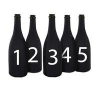 RAPID LUX - Couvre-bouteille de vin, Lycra ajusté et élastique, idéal pour les dégustations aveugles, stockage bouteilles, ouvert en haut, noir, matériau Lycra. Lot de 5 pièces numérotées