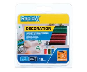 Rapid Rapid Bâtons de colle pailletés ovales, Ø 9 x 94 mm 14 pcs rouge, vert et bleu blister Quantité:1