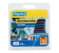 Rapid Rapid Bâtons de colle paillettes, diamètre 7 x 90 mm 36 pcs rouge, vert et bleu blister Quantité:1