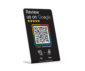 Rapid Reviews Évaluez-nous sur la carte sans contact Google NFC et QR (noir, support de comptoir)