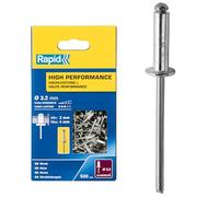 Rapid - Rivets Haute Performance en Alu - Ø3.2 x 8 mm - 500pcs | Rivets Aveugles pour Garde-Boue, Métal, Panneaux, Tôle & Plastique - Plage de serrage 2-4mm - Boîte carton (5001431)