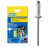RAPID - Rivets Haute Performance en Aluminium Ø4.8 x 20 mm - Rivets Aveugles pour Garde-Boue/Revêtements Métal & Plastique/Panneaux/Tôle - 250 Pièces, Emballage Carton (5001439)