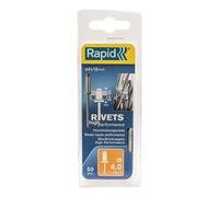 Rapid Rivets Haute Performance 5000386, ø 4 x 18 mm, 50 pièces, foret inclus, gris