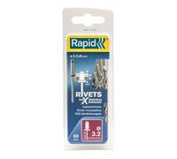 Rapid Rivets aveugles 5000393 Acier inoxydable Ø 3,2 x 8 mm — 50 pièces — Foret inclus — Gris