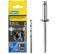 Rapid - Rivets aveugles inox Ø4,8 x 25 mm, forêt incluse - Lot de 50