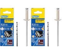 RAPID - Rivets Pop en Aluminium Ø4 x 10 mm, Revêtement Blanc Crème, Rivets Aveugles pour Gouttières/Tuyaux/Tôle - Foret Inclus - 50 Pièces, Emballage Carton (5001464) (Lot de 2)