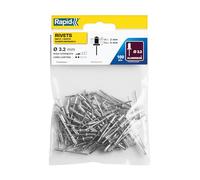 Rapid - Rivets Standard en Alu - Ø3.2 x 8 mm - 100pcs | Pour Tôles, petites réparations sur Voiture et Décoration - Tête en Alu / Corps en Acier - Plage de serrage 2-4mm - (5000377)